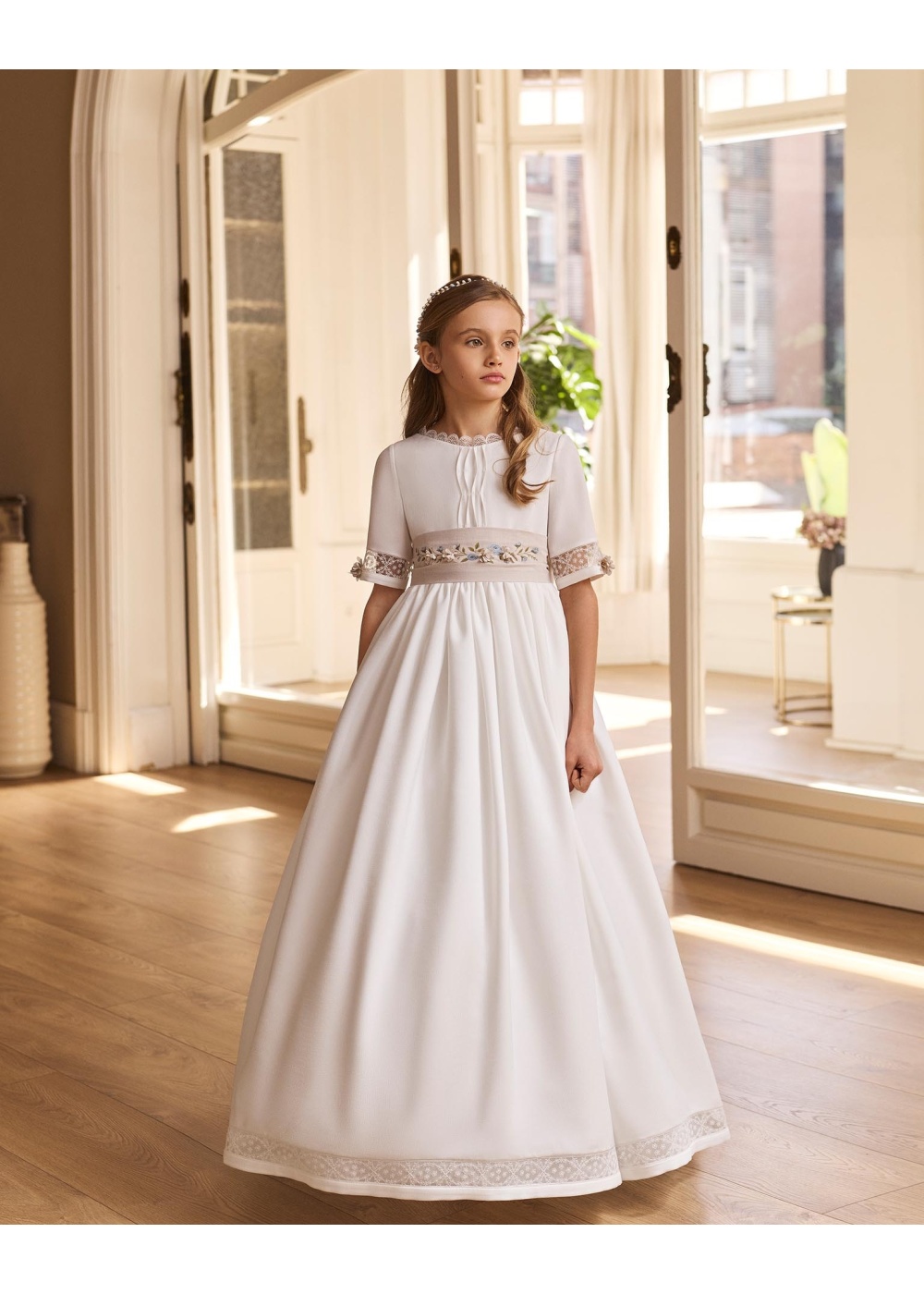 -VESTIDO DE COMUNION 2027 ROSA CLARA MODELO R910